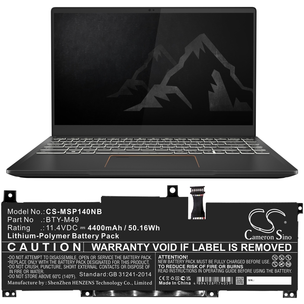 Kannettavan tietokoneen akku MSI CS-MSP140NB